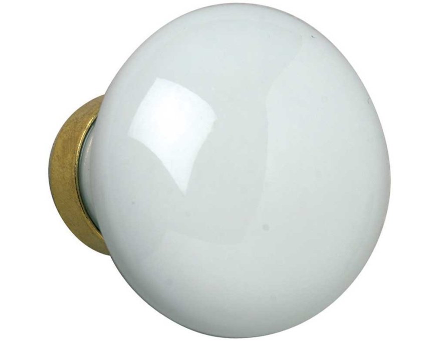 Bouton de fenêtre simple porcelaine blanche rond 6 mm