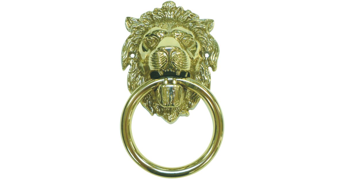 Heurtoir De Porte Lion En Laiton Antique – Battant Pour Porte Ou Portail, Fabrication Italienne