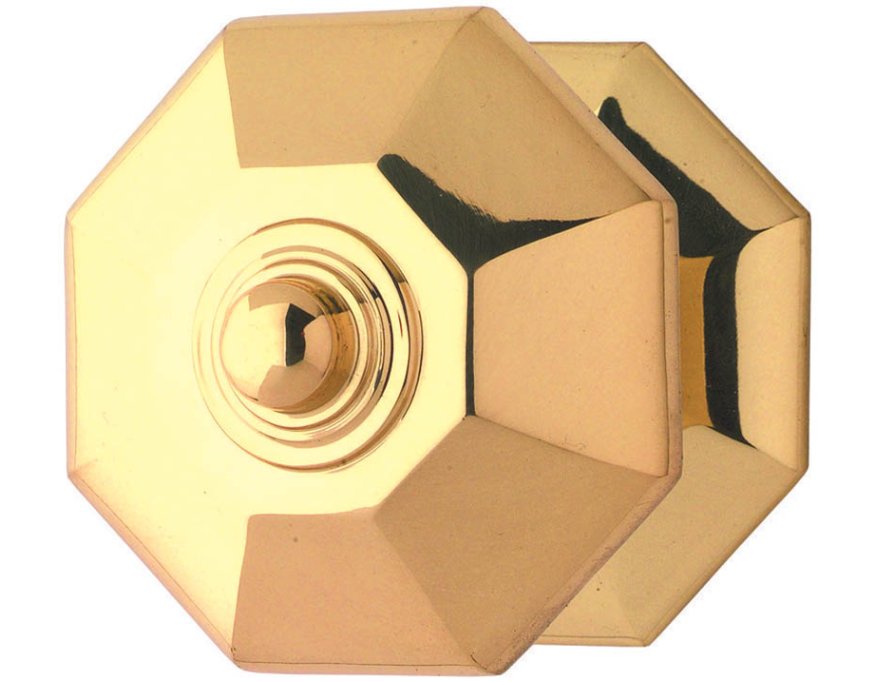 Bouton de porte octogonal laiton poli verni