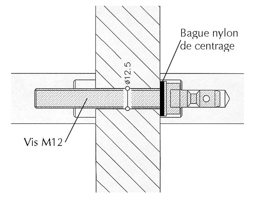 Matériel de montage poignée nylon porte battante 48 à 58 mm
