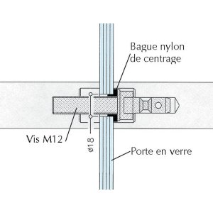 Matériel de montage poignée nylon porte verre 8 à 18 mm