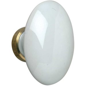 Bouton de fenêtre simple porcelaine blanche ovale 7 mm