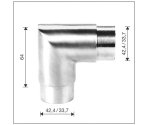 Coude 90° angle vif pour main courante inox